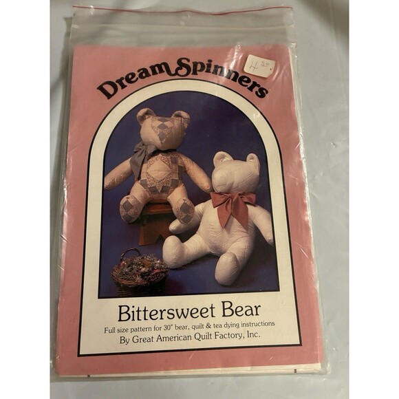 None Other - Dream Spinners Bittersweet Bear Pattern for 30” Bear Uncut Quilt, and Tea Dying